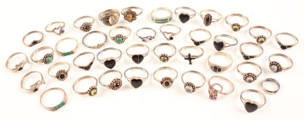 40 STERLING SILVER RINGS TURQUOISE AND MORE (1 of 3)