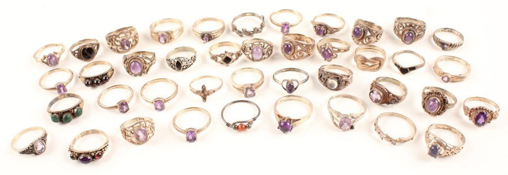 40 STERLING SILVER RINGS MALACHITE AND MORE (1 of 3)