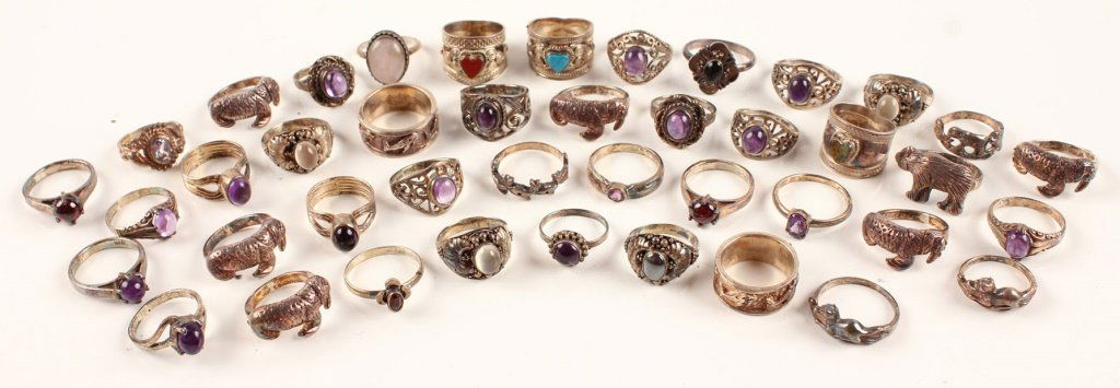 40 STERLING SILVER RINGS TURQUOISE AND MORE (1 of 3)