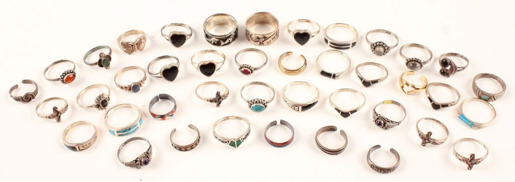 40 STERLING SILVER RINGS MALACHITE AND MORE (1 of 3)