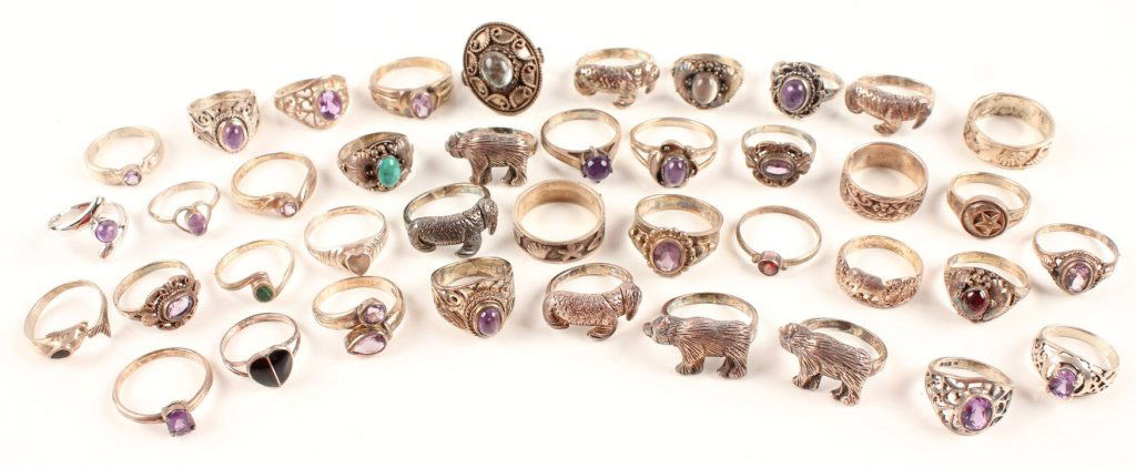 40 STERLING SILVER RINGS MALACHITE AND MORE (1 of 3)