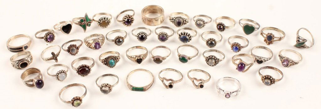40 STERLING SILVER RINGS MALACHITE AND MORE (1 of 3)