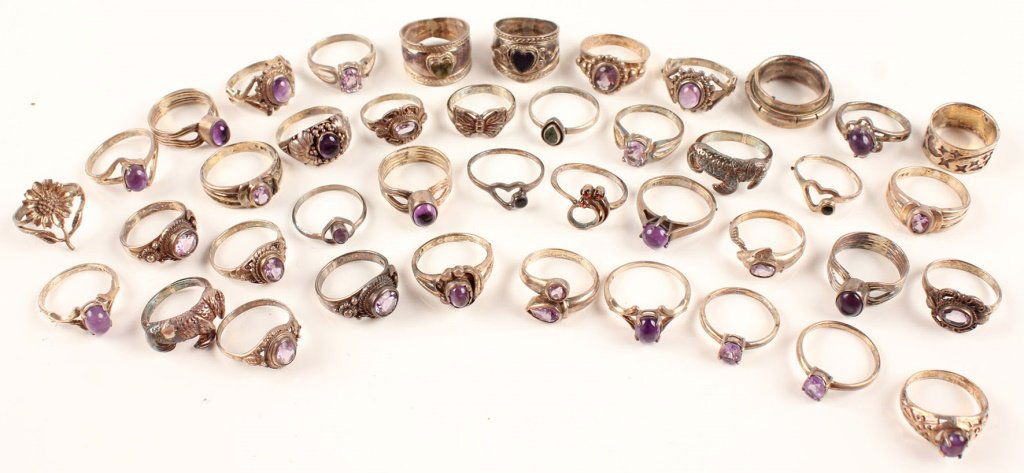 40 STERLING SILVER RINGS MALACHITE AND MORE (1 of 3)