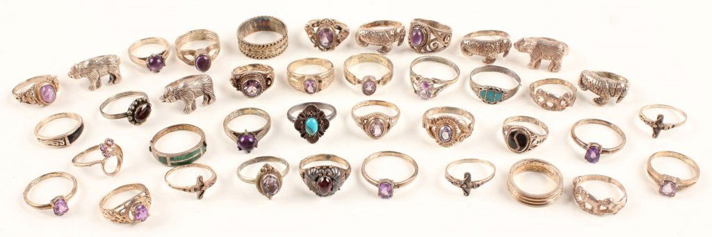 40 STERLING SILVER RINGS TURQUOISE AND MORE (1 of 4)