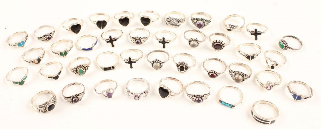 40 STERLING SILVER RINGS TURQUOISE AND MORE (1 of 3)
