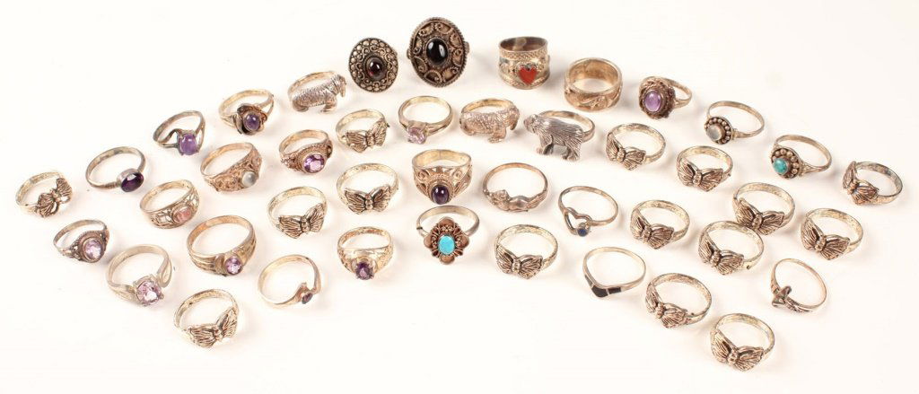 40 STERLING SILVER RINGS TURQUOISE AND MORE (1 of 3)