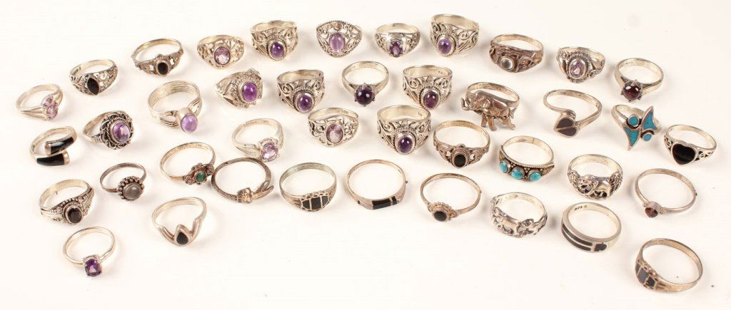 40 STERLING SILVER RINGS TURQUOISE AND MORE (1 of 3)