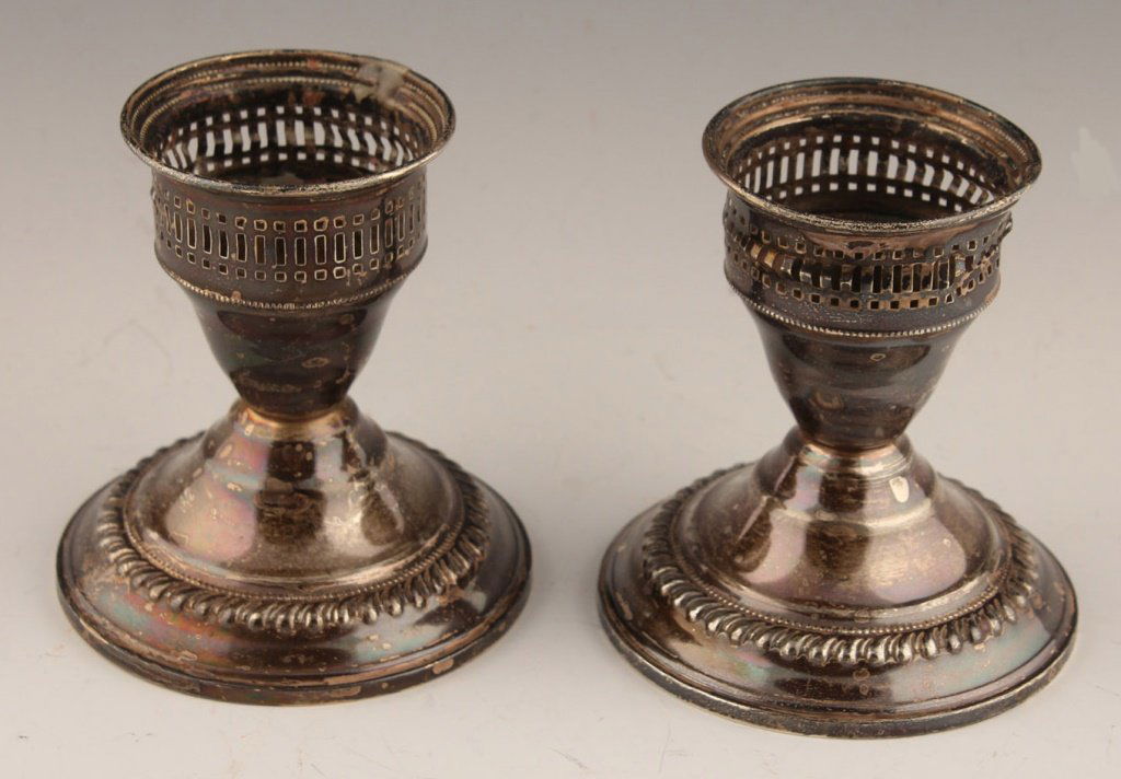 PAIR OF STERLING SILVER CANDLE HOLDERS (1 of 2)