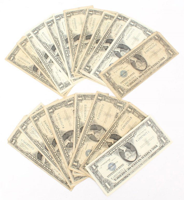 (20) BLUE SEAL SILVER CERTIFICATE 1935 1957 SERIES (1 of 4)