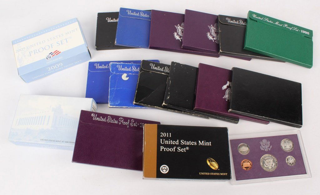 MIXED LOT OF 17 UNITED STATES PROOF SETS (1 of 4)