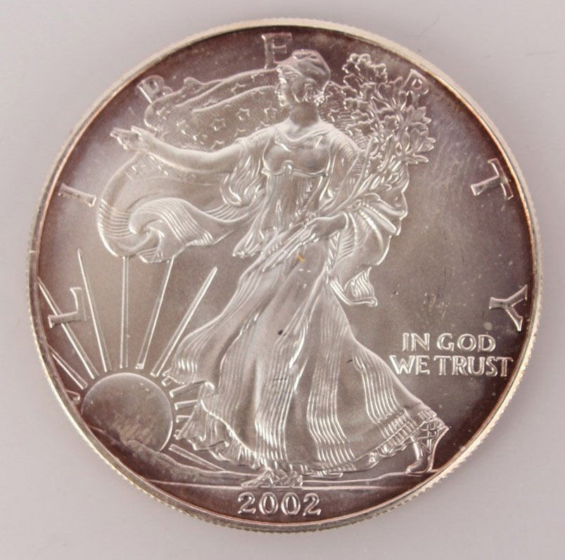 2002 UNCIRCULATED ONE OUNCE SILVER EAGLE (1 of 2)