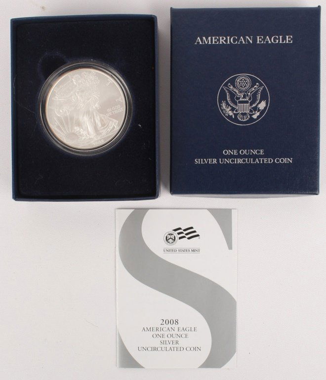 2008 UNCIRCULATED ONE OUNCE SILVER EAGLE W/ BOX (1 of 3)