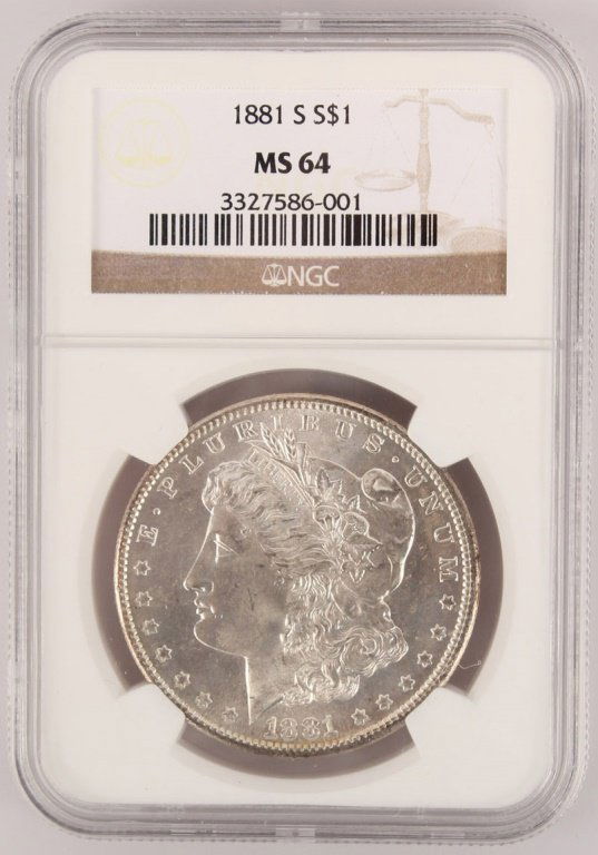 1881 S MORGAN SILVER DOLLAR MS 64 NGC GRADED (1 of 2)