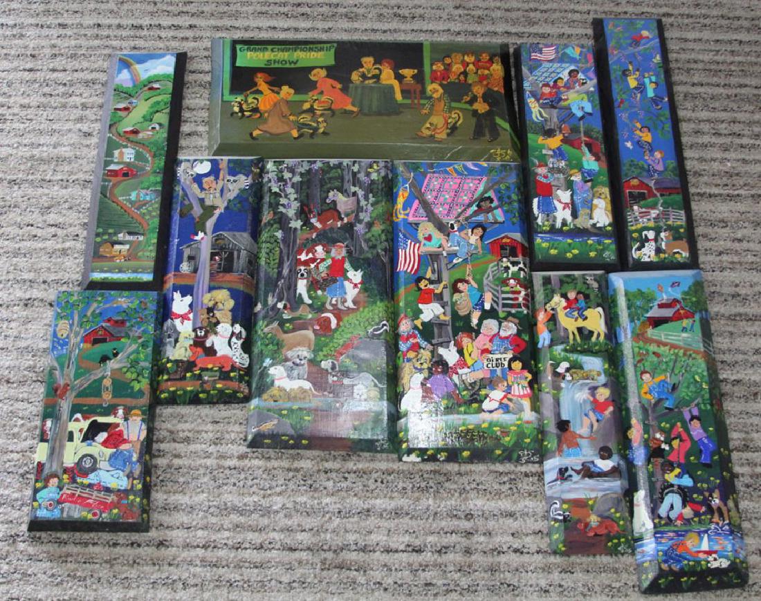 LOT OF 10 CAROL SALAS RURAL PAINTINGS OIL ON WOOD (1 of 7)