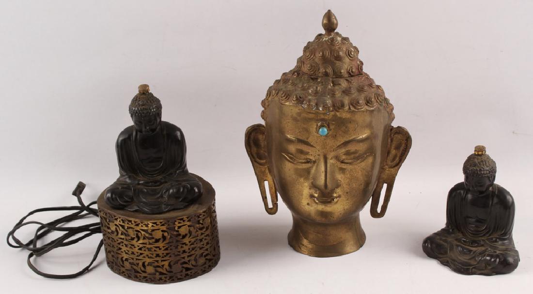 3 BRASS & SPELTER BUDDHA FIGURES (1 of 4)