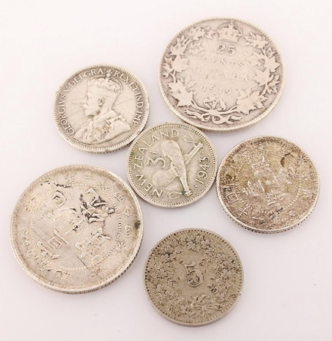 6 MIXED FOREIGN SILVER COINS-CHINA CANADA & MORE (1 of 2)