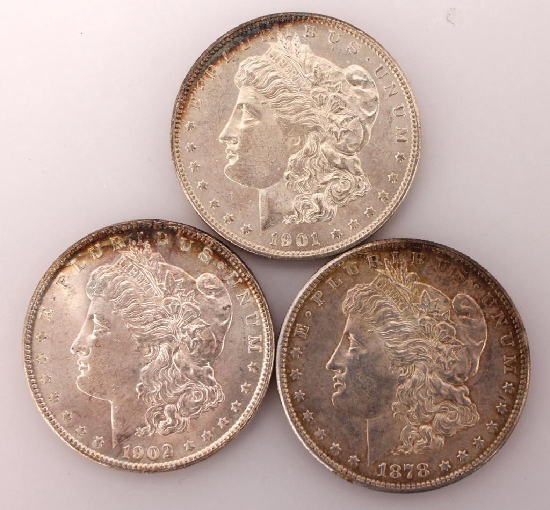 3 MORGAN SILVER ONE DOLLAR COINS HIGHER GRADE (1 of 2)
