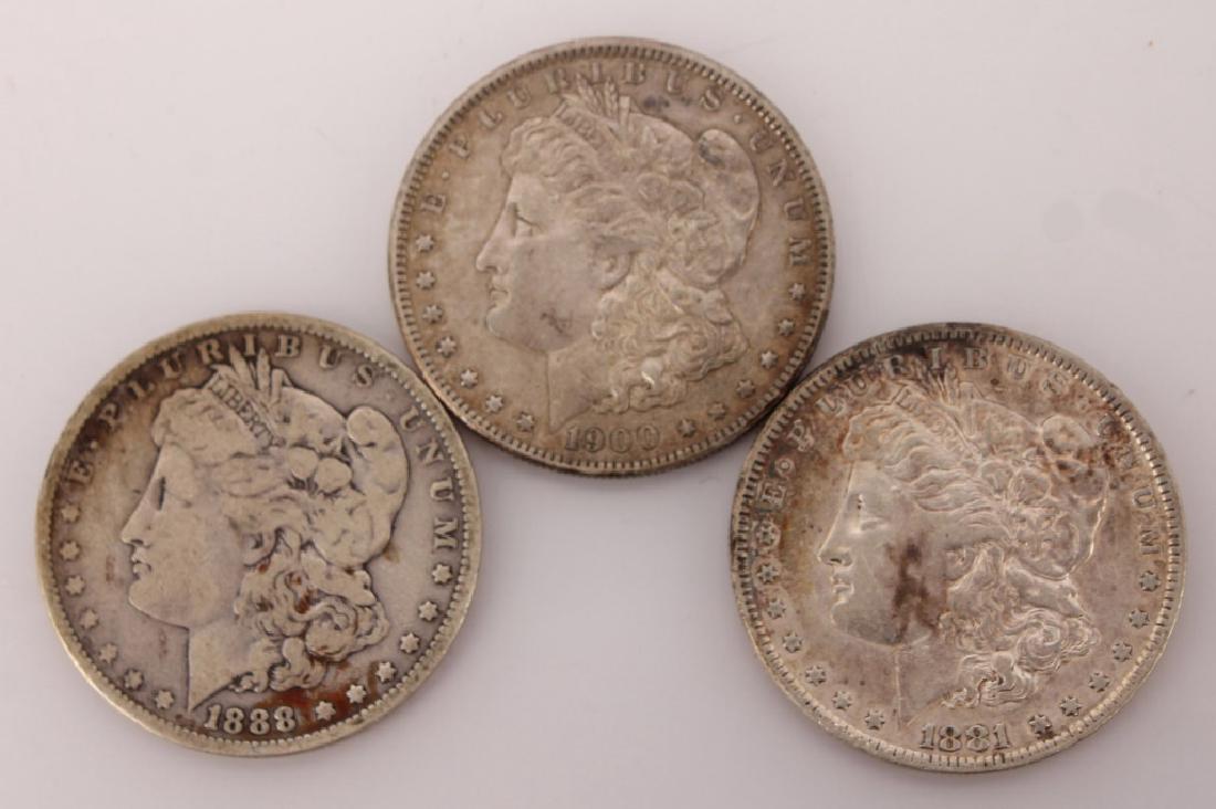 3 MORGAN SILVER ONE DOLLAR COINS PHILADELPHIA MINT (1 of 2)