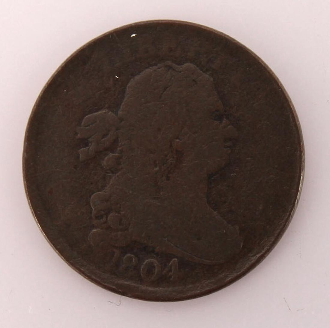 1804 COPPPER DRAPED BUST HALF CENT COIN (1 of 2)