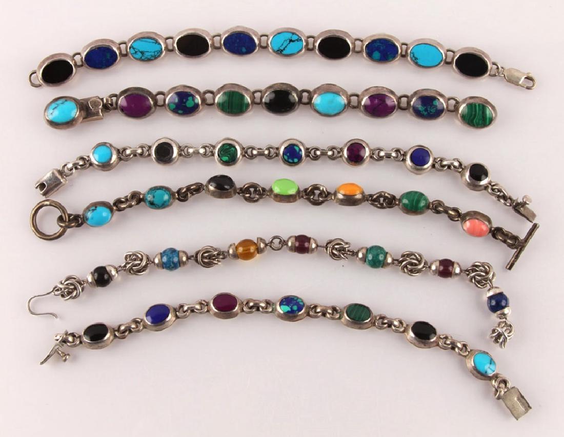 6 STERLING SILVER & SEMI-PRECIOUS STONE BRACELETS (1 of 5)