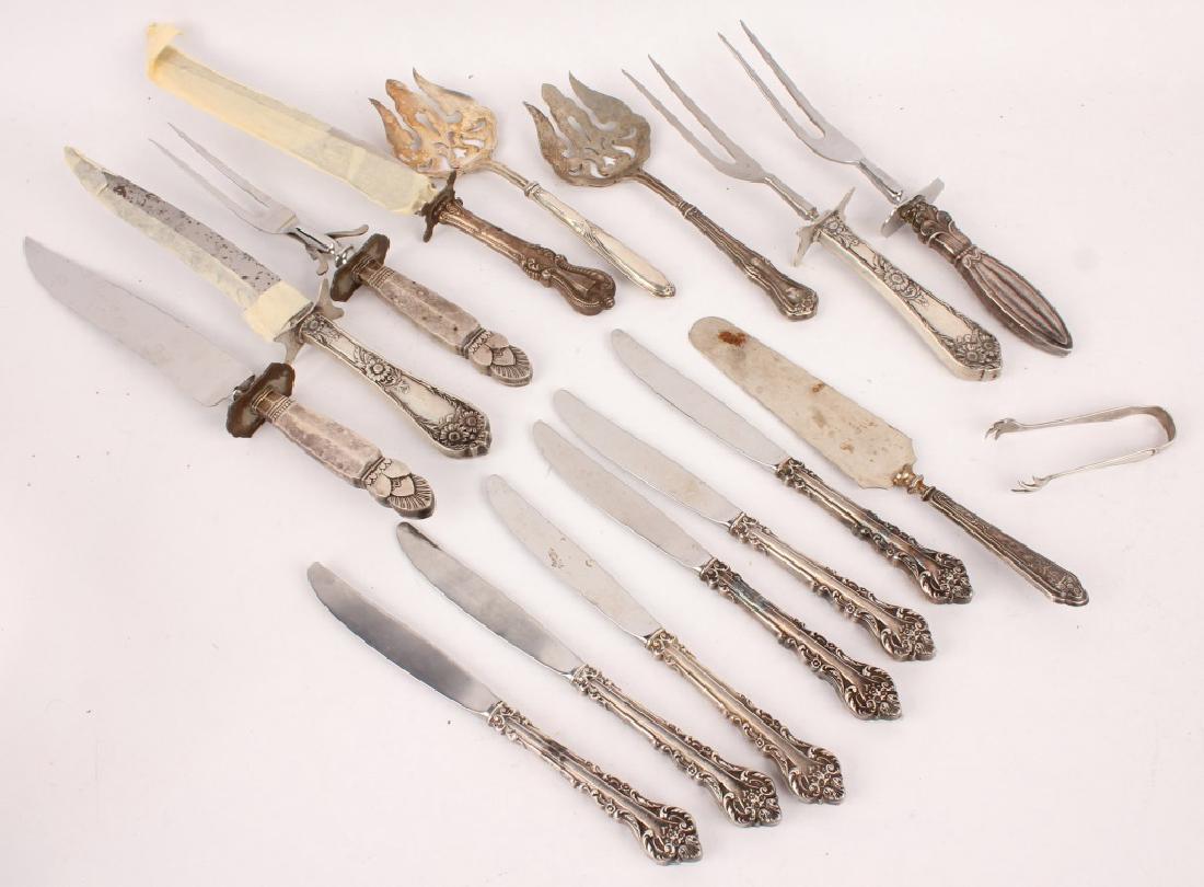 16 PIECES WEIGHTED STERLING KNIVES AND FLATWARE (1 of 4)