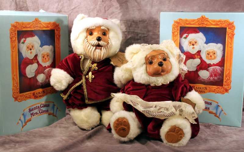 Raikes Bear: Set of (2) 1988 Raikes L. ed. Santa Claus and Mrs. Claus Bears in original boxes; 16"