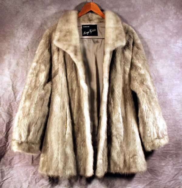 Clothing: George Tzelalis Car Mink Fur Coat-Gray Sable in Color; 28" in Length size Lg