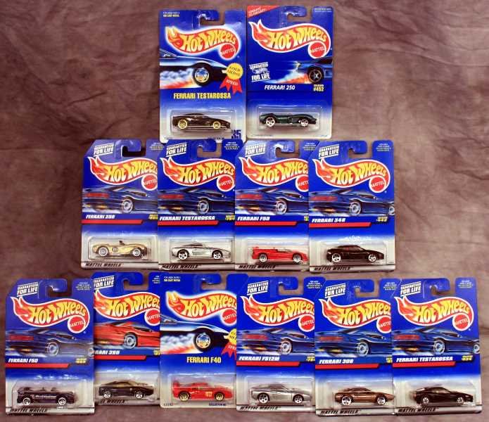 Collectibles: Special Series Hot Wheels Collector Car Sets - (12) Ferrari Model Cars new on board