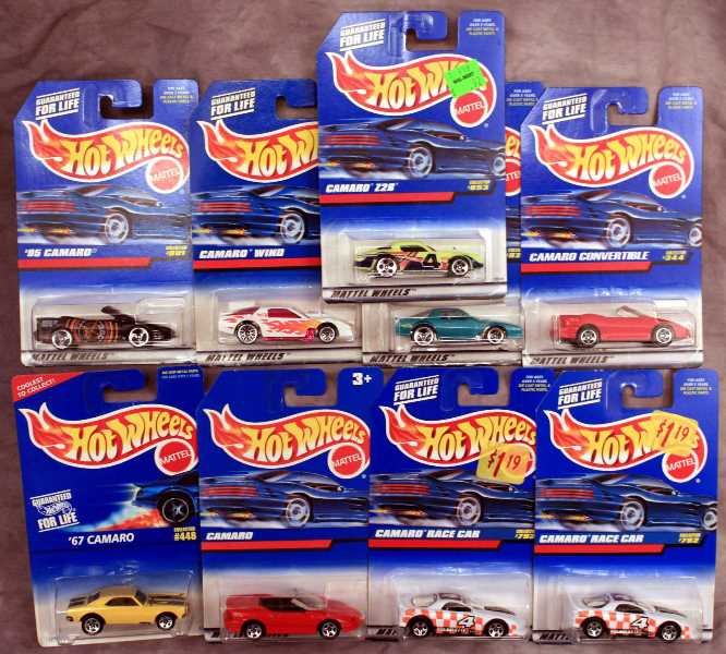 Collectibles: Special Series Hot Wheels Collector Car Sets - (9) Camaro Collections Model Cars new on board