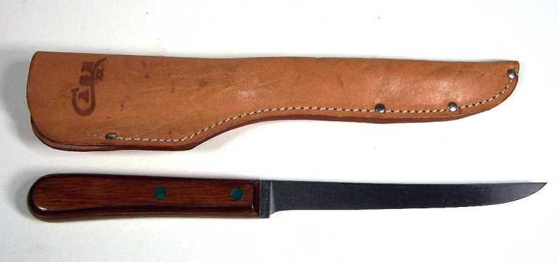 Case P203 XX Chromium Fixed Blade Knife NOS: This vintage knife is in as near a new condition as it gets with out being new. Some wear to the case from storage. The blade measures approx. 6" long.