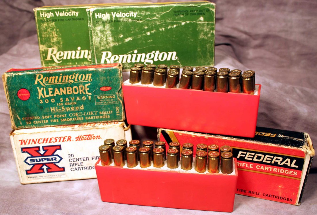 .300 Savage Vintage Ammo Lot: Winchester , Federal, Remington 130 high Velocity Rifle Cartridges