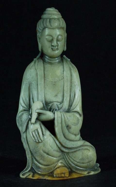 Highly Carved Shoushan Stone Guanyin (1 of 1)