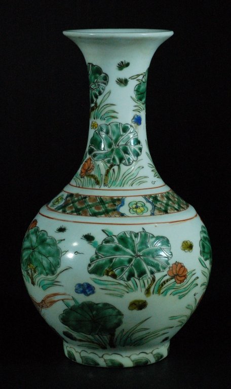 Chinese Famille Verte Bulb Vase (1 of 2)
