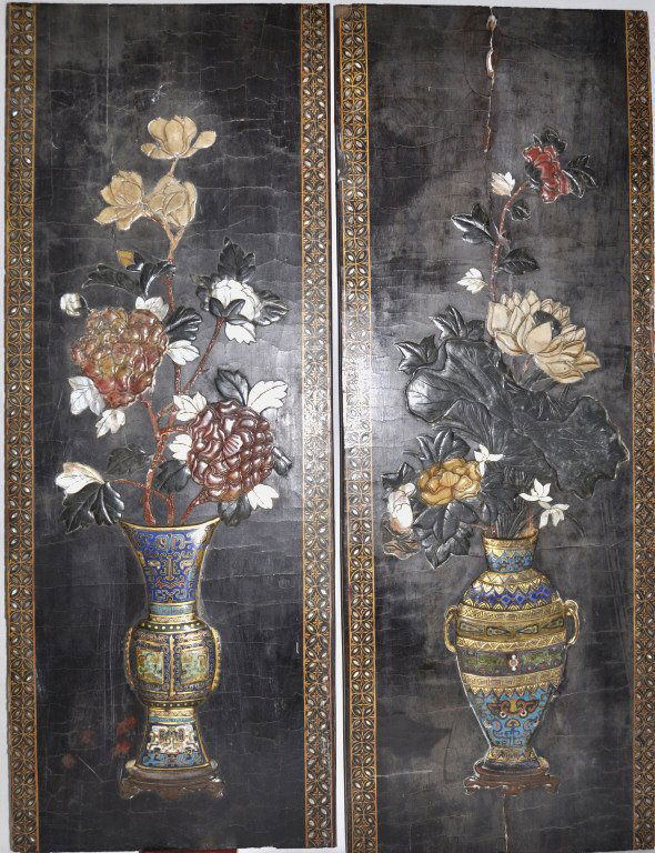 A Pair of Antique Cloisonne and Hardstone Panels (1 of 4)