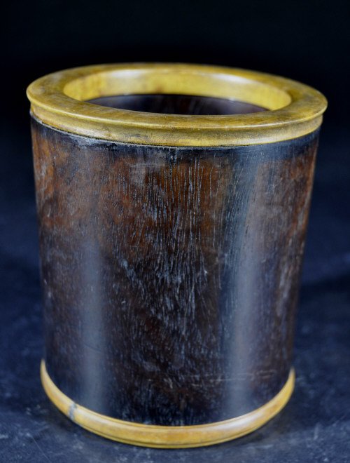 Chinese Carved Rosewood Brush Pot (1 of 2)