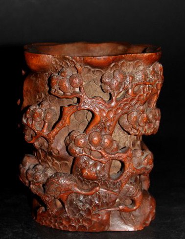 Highly Carved Bamboo Pen Holder (1 of 1)