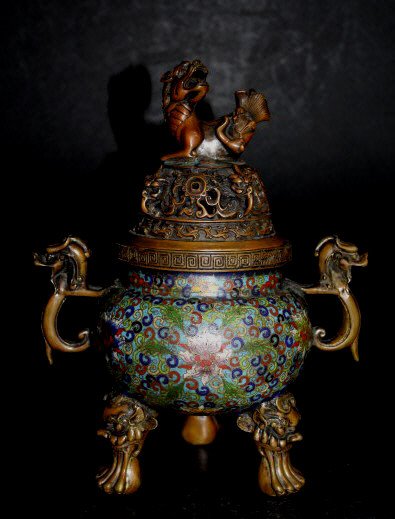 Lidded Cloisonne Incense Burner (1 of 2)