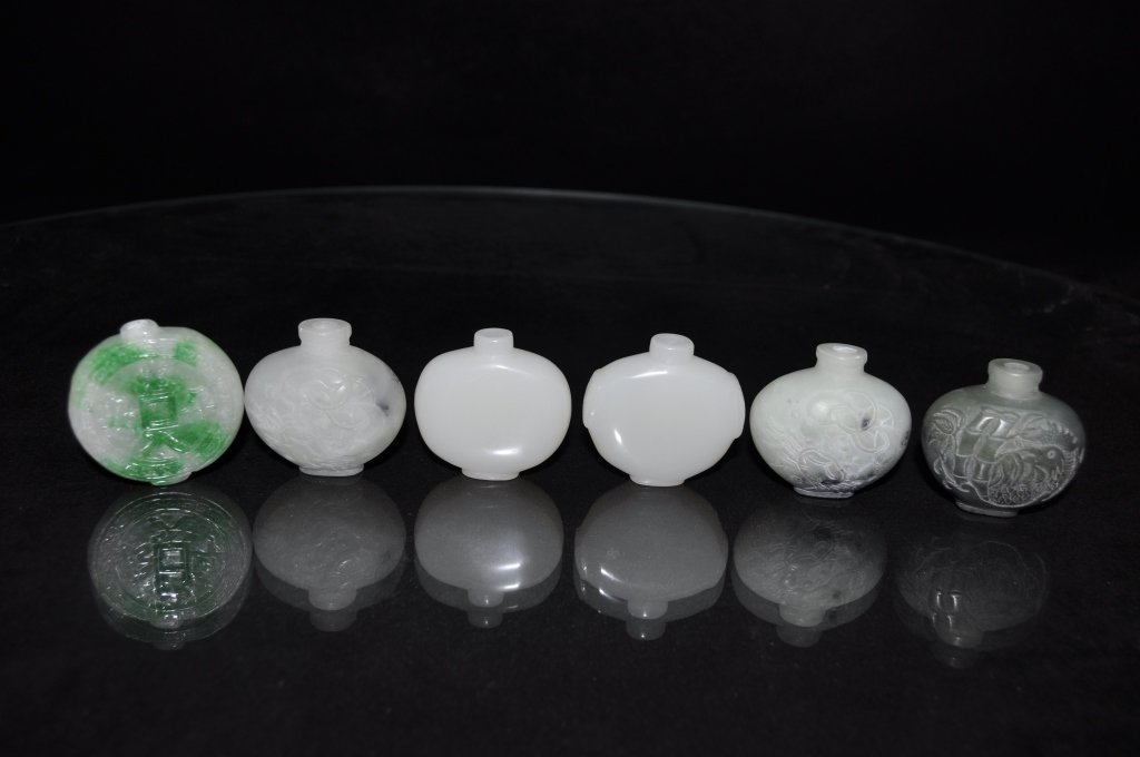 Six Carved Jade Snuff Bottles (1 of 4)