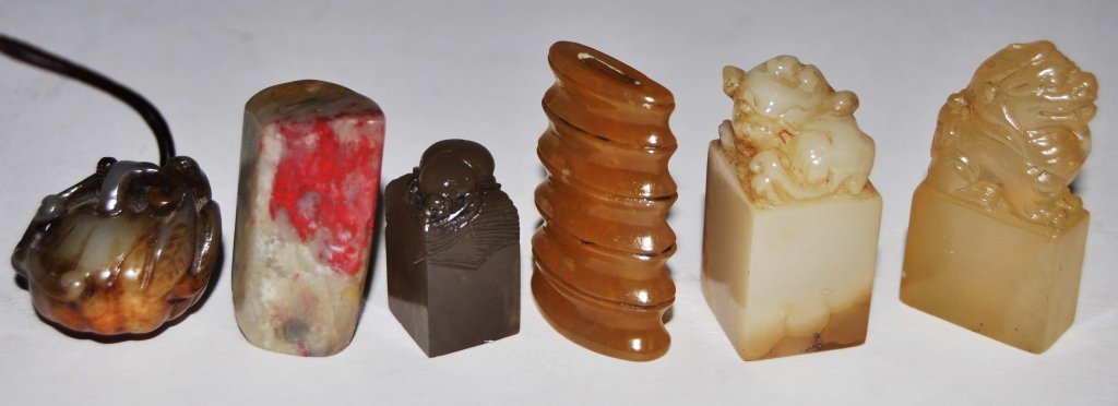 Six Chinese Carved Stone Seals (1 of 1)