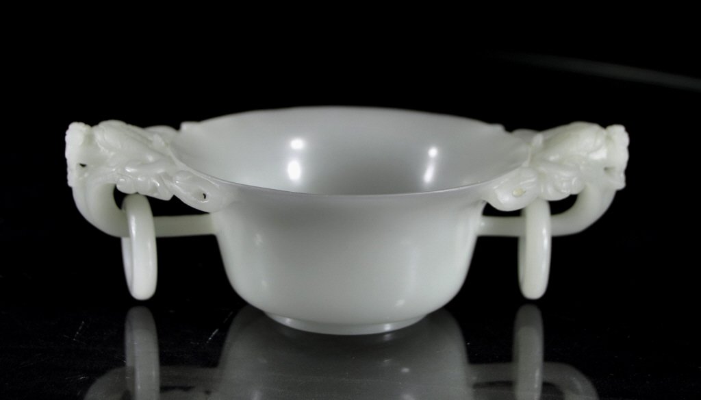 Chinese Carved White Jade Libation Cup (1 of 3)