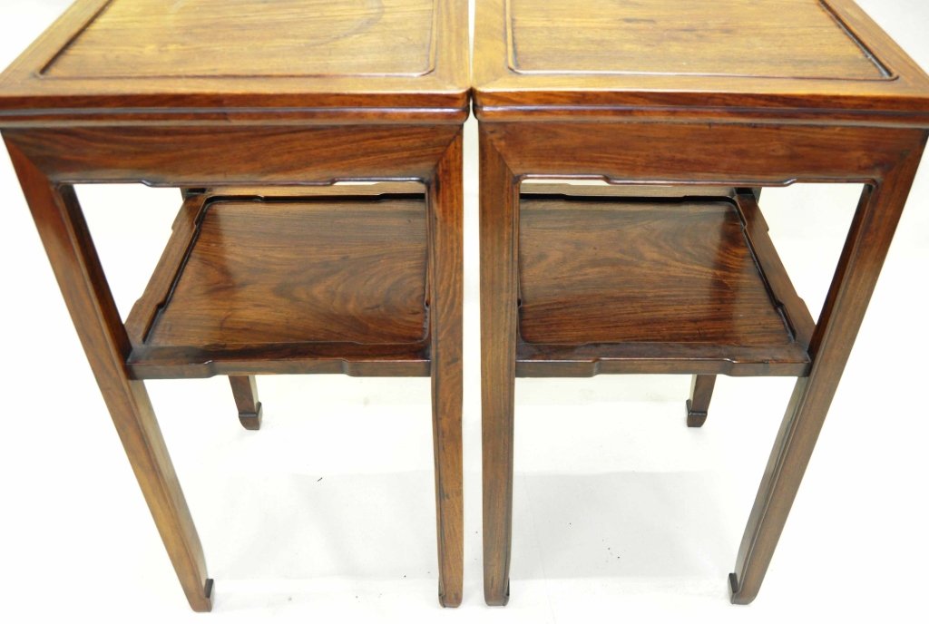 Pair Chinese Carved Rosewood Occasional Tables (1 of 2)