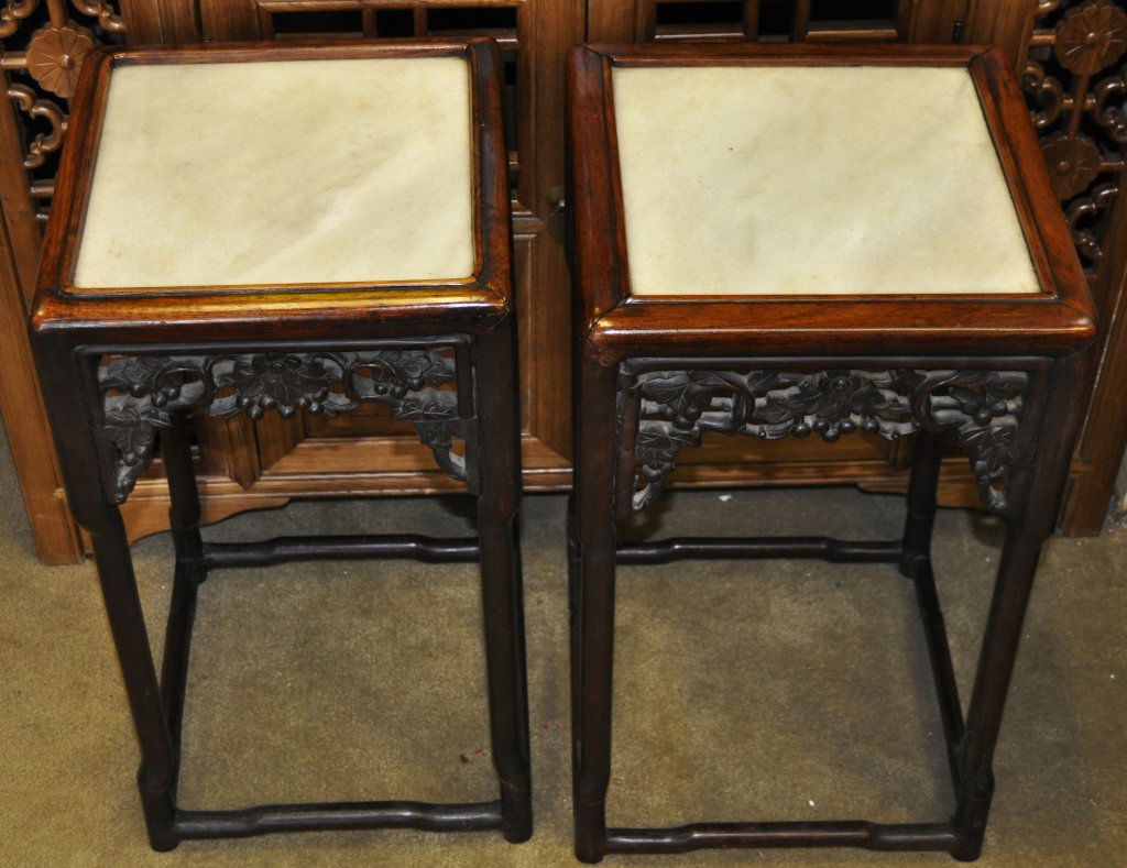 Chinese Carved Rosewood Occasional Tables (1 of 3)