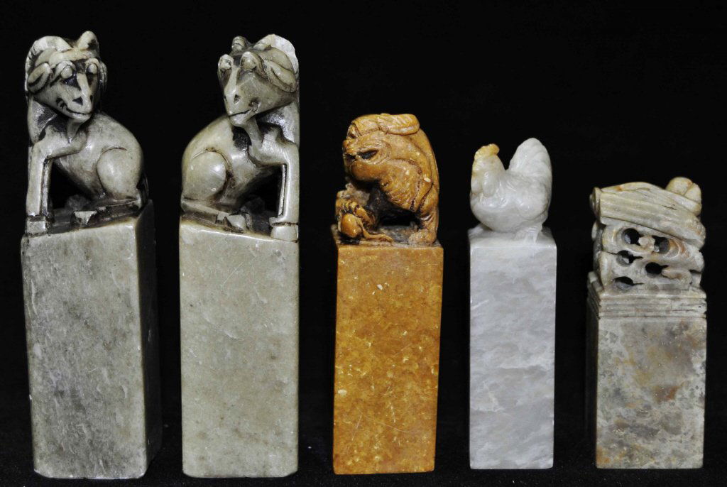 Five Chinese Carved Stone Seals (1 of 2)