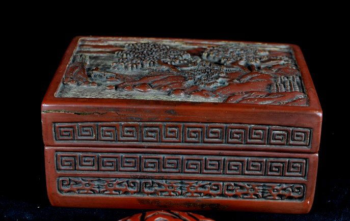 A Chinese Carved Red Lacquer Box (1 of 2)