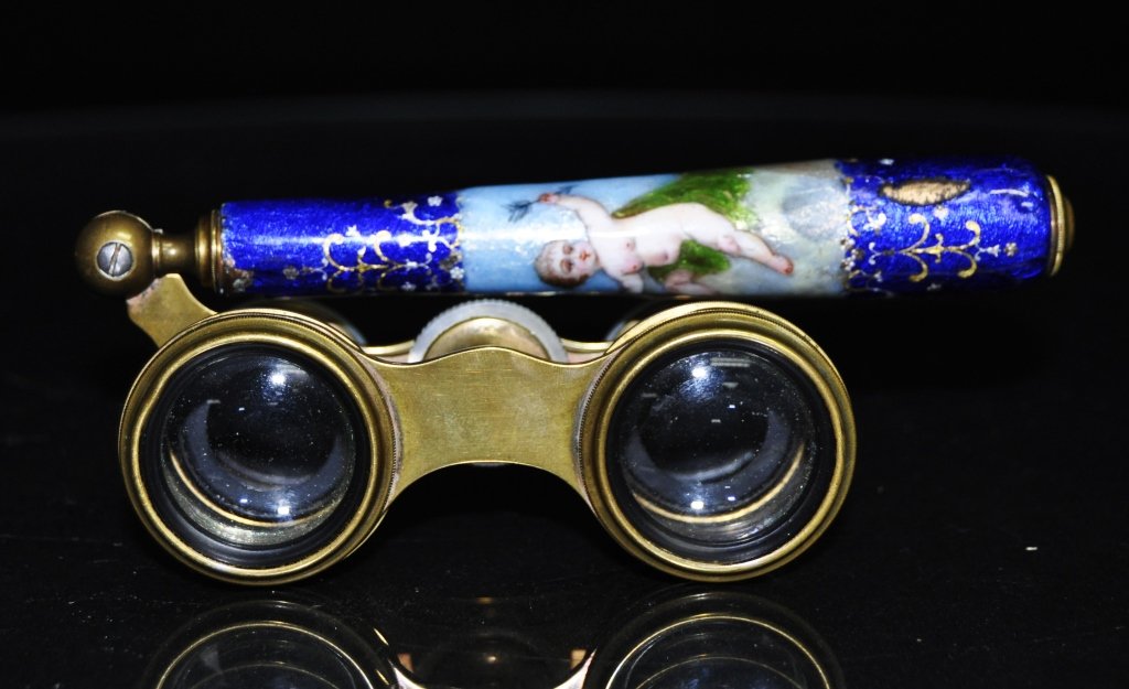 Enameled Opera Glasses: Enameled Opera Glasses Size:5 3/4" L