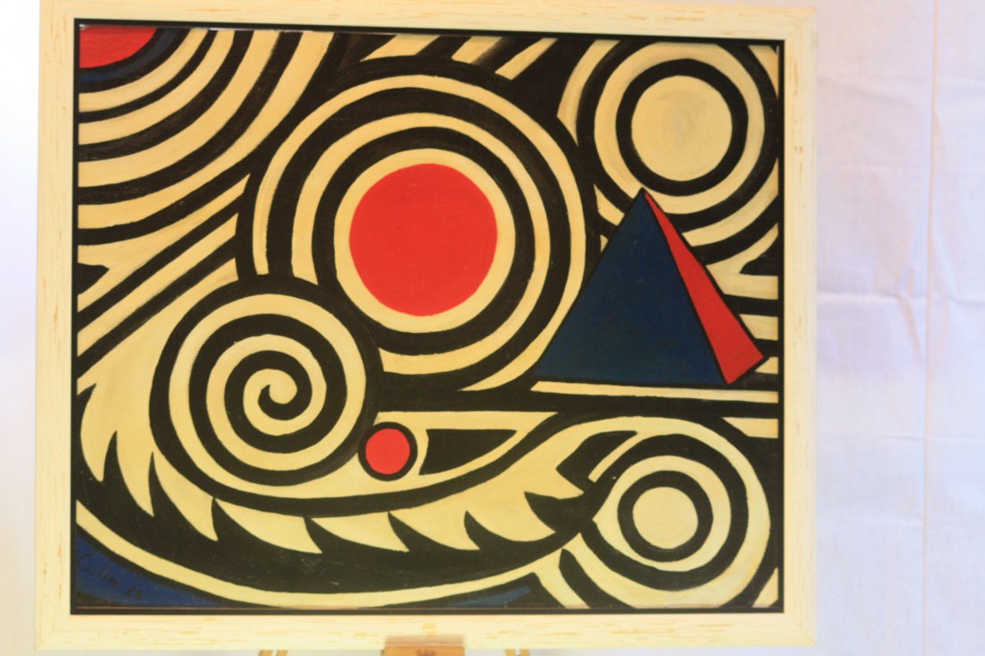Alexander CALDER (1898-1976): Peinture tempera huile sur papier.Abstait81 cm x 63 cmCadre 100 x 80 cmSignée daté bas gauche livrée avec cadre sous verre.Estimation 50.000,00 / 70.0000,00 Euros.Personal dataBirth : 07/22/1898 -