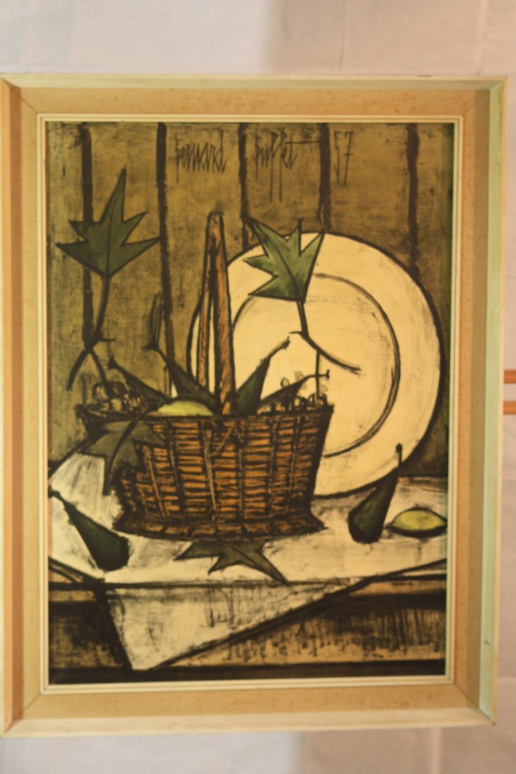 Bernard BUFFET (1928-1999): Technique huile sur papier maroufle sur toile .Panier d'oseille48 cm x 66 cmCadre 58 cm x 76 cmSignée daté centre haut 57.Estimation 15.000,00 / 25.0000,00 EurosPersonal dataBirth : 07/10/1928 - Par