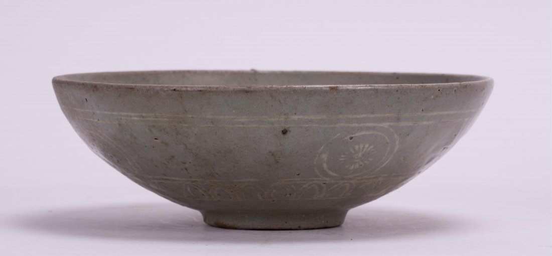 KOREAN CELADON PORCELAIN BOWL: 19th century or earlier; 7 1/2 in. diameter