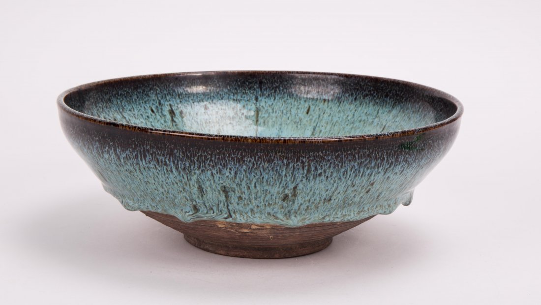 CHINESE MA JUN BOWL: 19th century, with beautiful flambe glaze; 9 1/2 in. diameter