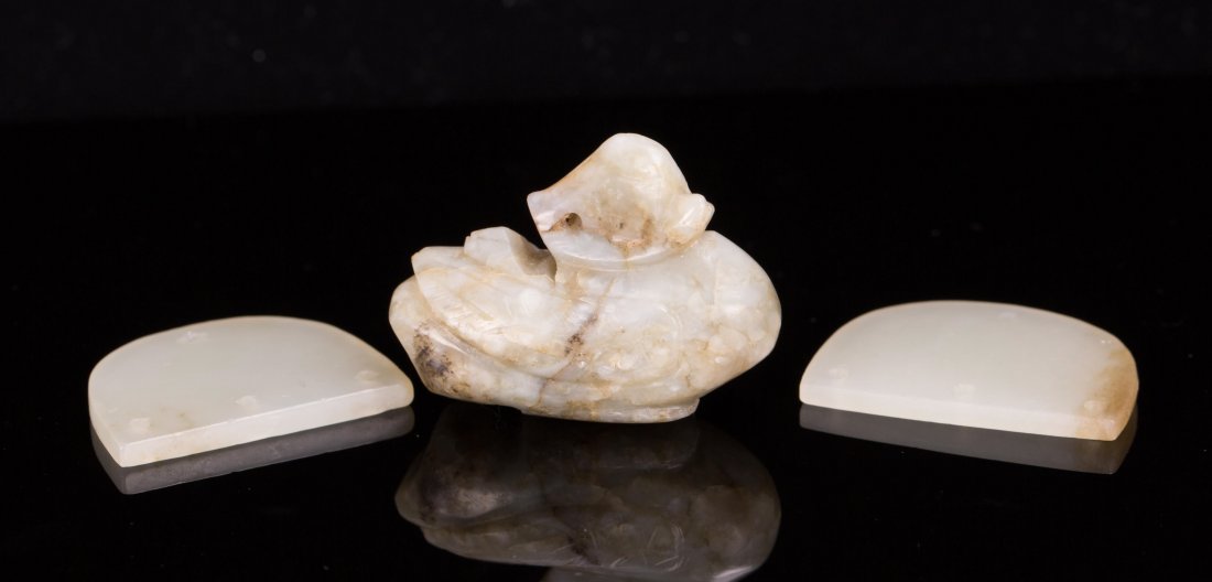 GROUP OF THREE YUAN DYNASTY JADE CARVINGS (1 of 1)